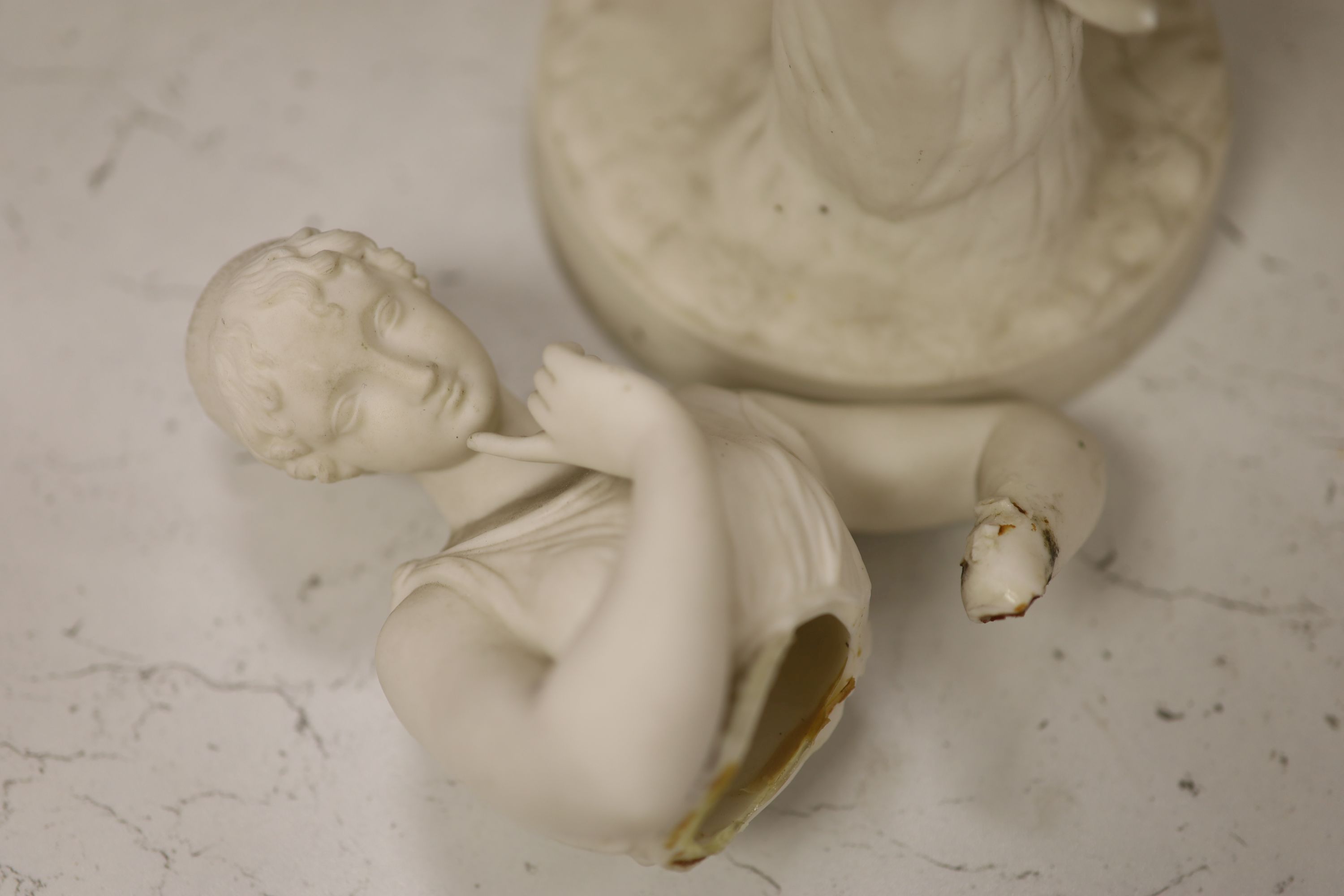 Two Minton parian figures of classical maidens and a similar Worcester figure, tallest 43cm (a.f.)